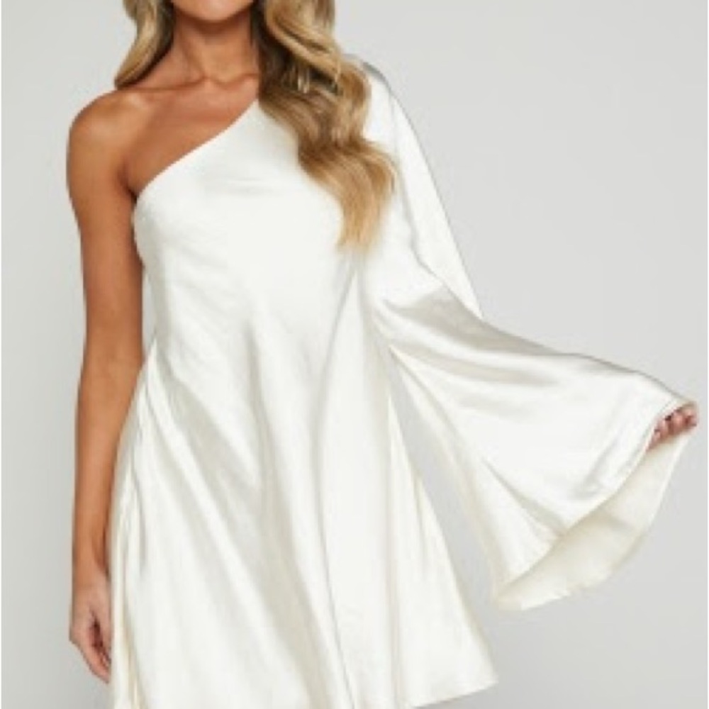 KARLA MINI DRESS - ONE SHOULDER LONG SLEEVE DRESS IN PEARL - 2026 Bride